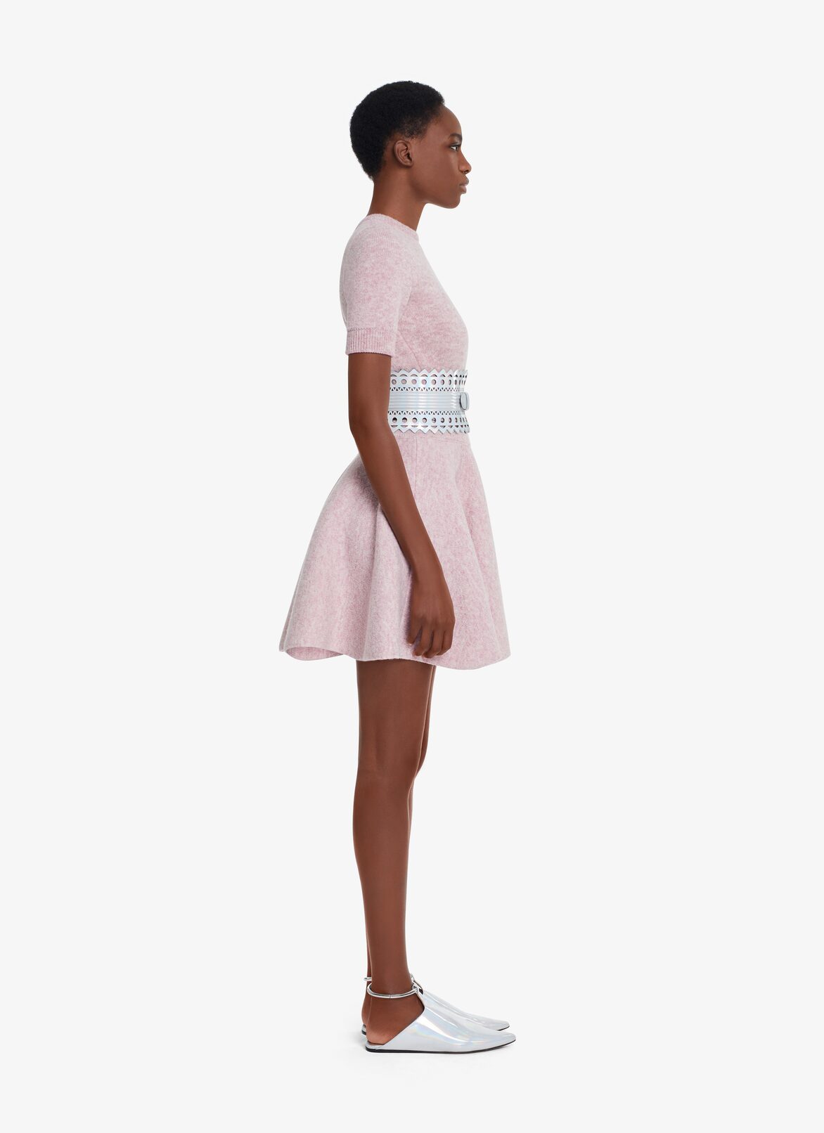 SHETLAND WOOL MINI-SKIRT ALAÏA ROSE CHINE SHETLAND WOOL MINI-SKIRT
